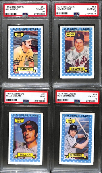 1974 Kellogg's Baseball Complete Set of 54 Cards - All PSA Graded - w. 28 PSA 10s! 
