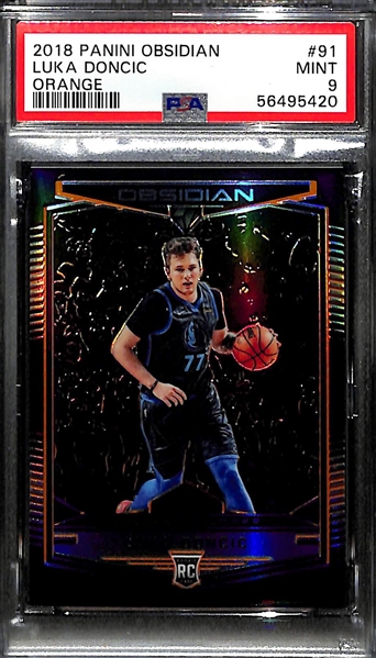 Rare 2019-20 Obsidian Luka Doncic Orange Prizm Rookie Card #ed 15/25 Graded PSA 9 Mint