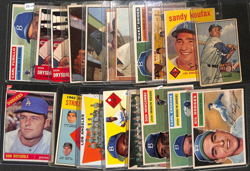 Lot of (19) 1950's And 1960's Dodger Stars w. 1959 Topps Koufax