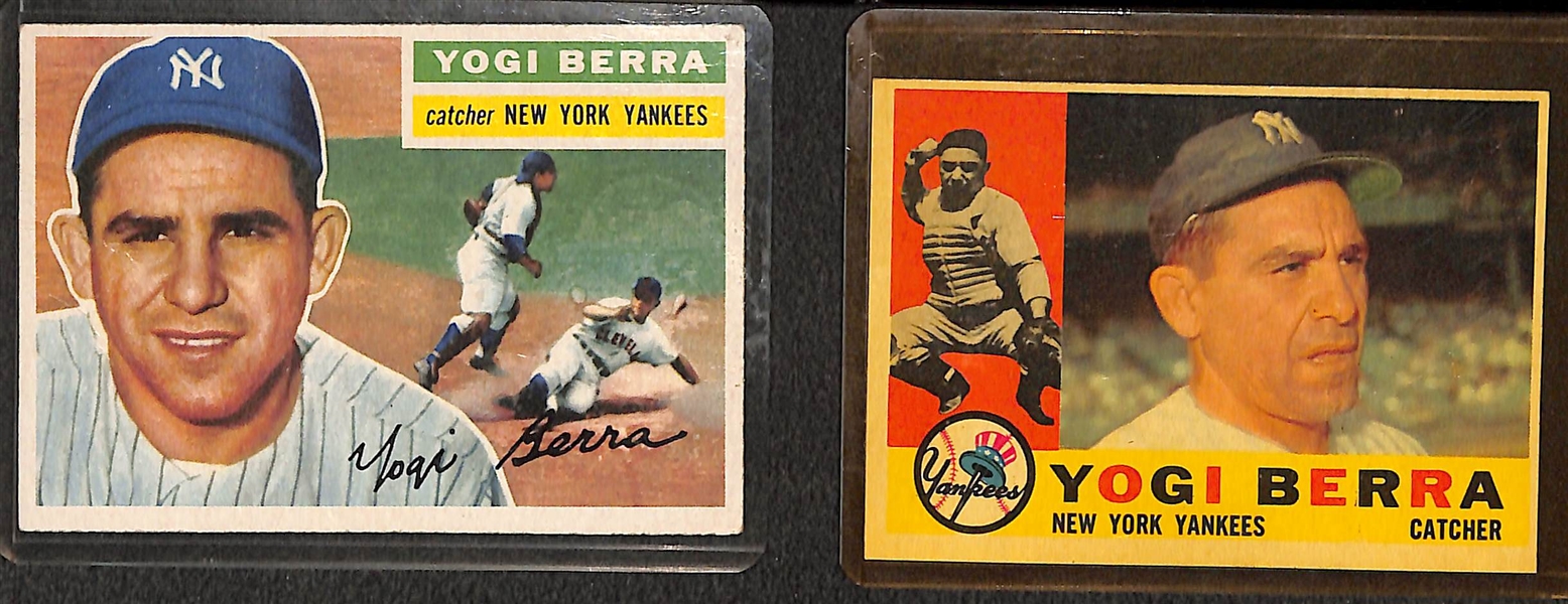 Lot of (9) 1950's and 1960's Yankee Stars Inc. 1956 Topps Yogi Berra