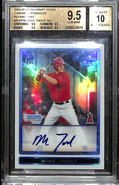 2009 Bowman Chrome Draft Picks & Prospects Mike Trout Autograph Refractor Rookie Card #18/500 BGS 9.5 GEM (10 Auto) 