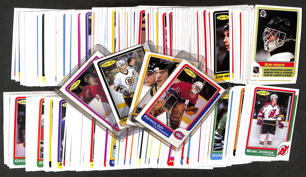 1986-87 O-Pee-Chee Complete Hockey Set of 264 Cards w. Patrick Roy RC