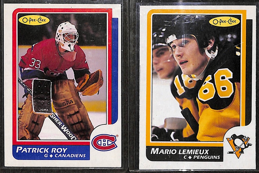 1986-87 O-Pee-Chee Complete Hockey Set of 264 Cards w. Patrick Roy RC