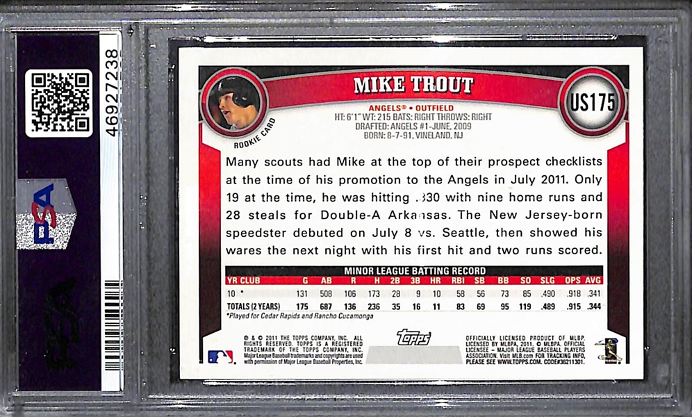 2011 Topps Update Mike Trout #US175 Rookie Card Graded PSA 9 Mint