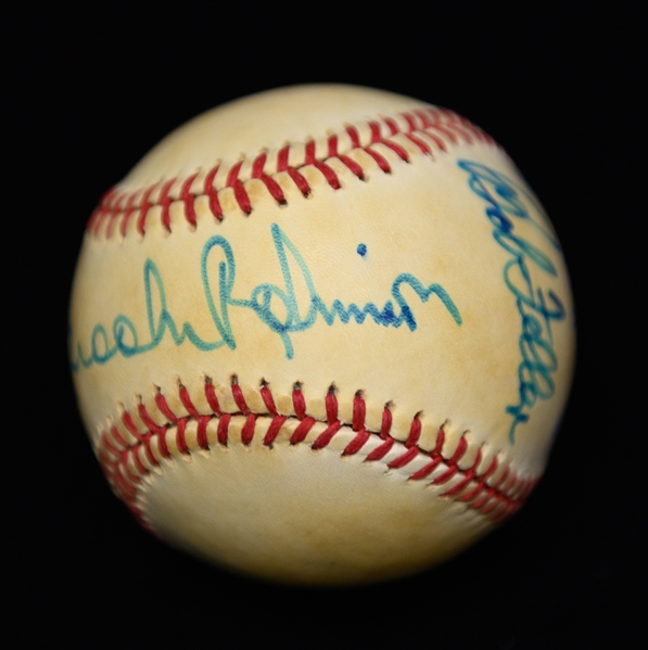 (6) Signed Baseballs - B. Robinson/B. Feller Dual, F. Robinson, M. Irvin, Al Kaline, Joe Sewell (JSA Auction Letter)