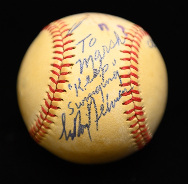 Baseball Signed by Artist LeRoy Neiman (w. Artwork of Rick Cerone) From the Collection of Yankees Official Marshall Samuel (JSA LOA)