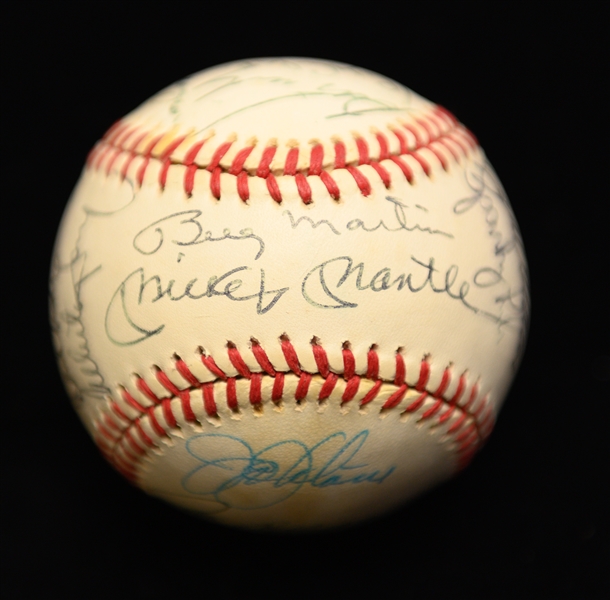 Yankees Star Signed Baseball (13 autos) w. Joe DiMaggio, Mickey Mantle, Billy Martin, Ford, Hunter, + (From Collection of Marshall Samuel) - w. Full JSA LOA