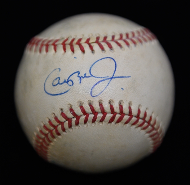 (4) Signed Official AL Baseballs - Ripken Jr., E. Murray, Brady Anderson, Sandy Alomar/Orel Hershiser From Marshall Samuel Collection (JSA Auction Letter)