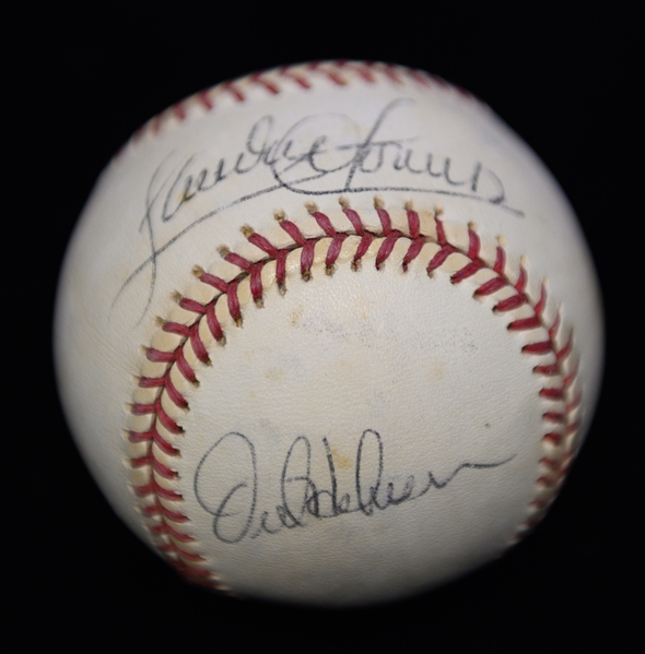 (4) Signed Official AL Baseballs - Ripken Jr., E. Murray, Brady Anderson, Sandy Alomar/Orel Hershiser From Marshall Samuel Collection (JSA Auction Letter)