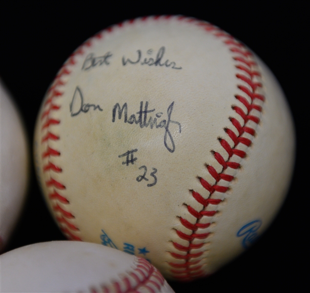 (5) Yankees Signed Official AL Baseballs - (2) Mattingly, Reggie Jackson, Dave Winfield, & T. Henrich, From Marshall Samuel Collection (JSA Auction Letter)