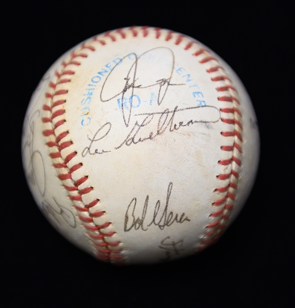 c. 1990 Yankees Team-Signed Baseball (12 Signatures) w. Dave Righetti, Steve Sax, Kevin Maas, Roberto Kelly, + (JSA Auction Letter) - Marshall Samuel Collection
