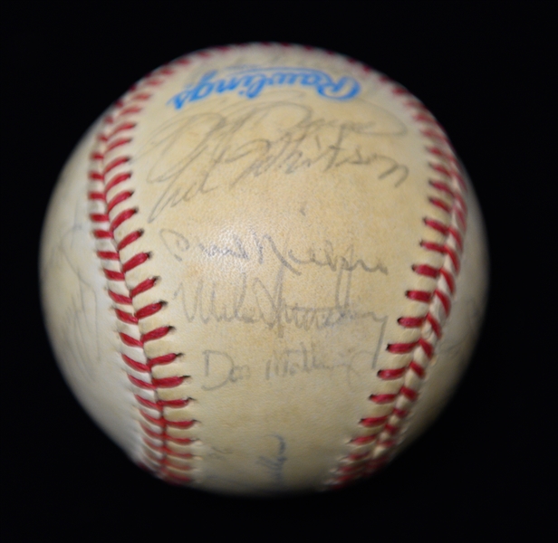 c. 1985 Yankees Team Signed Baseball (25 Signatures) w. Don Mattingly, Lou Pinella, Phil Niekro, Ken Griffey Sr., + (JSA Auction Letter) - Marshall Samuel Collection