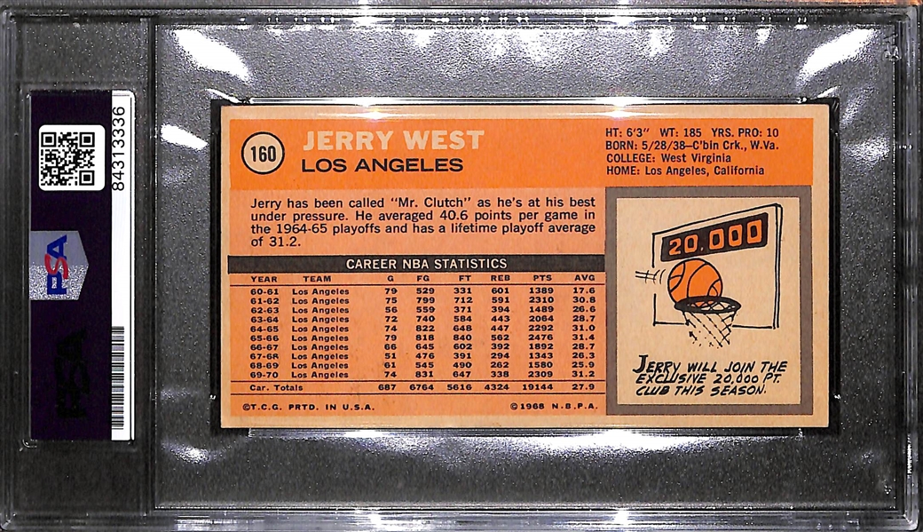 1970 Topps Jerry West Signed Card (PSA/DNA Encased - Autograph Grade 9)
