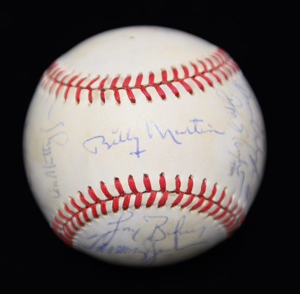 Yankees Signed Baseball (17 Signatures - Martin and Mattingly are Clubhouse) w. Dave Winfield, Tommy John, Guidry, White, + (JSA Auction Letter) - Marshall Samuel Collection