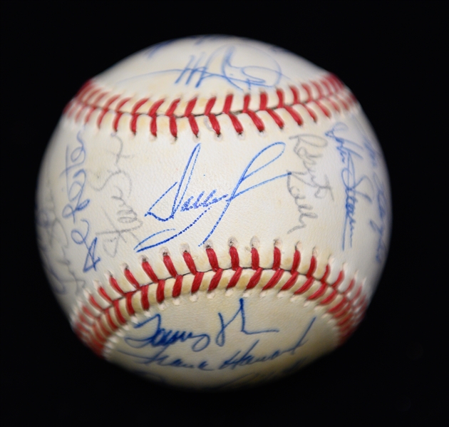 c. 1989 Yankees Team Signed Baseball (24 Signatures - Henderson is Clubhouse) w. Sax, Righetti, T. John, Leiter, Frank Howard, Bernie Williams, + (JSA Auction Letter) - Marshall Samuel Collection