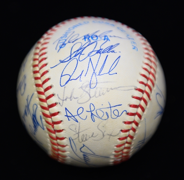 c. 1989 Yankees Team Signed Baseball (24 Signatures - Henderson is Clubhouse) w. Sax, Righetti, T. John, Leiter, Frank Howard, Bernie Williams, + (JSA Auction Letter) - Marshall Samuel Collection