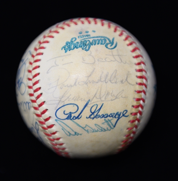 1978 Yankees WS Champion Team Signed Baseball (23 Signatures - Pinella & Munson Are Clubhouse).  Inc. Berra, Catfish Hunter, Randolph, Gossage, + (JSA Auction Letter) - Marshall Samuel Collection