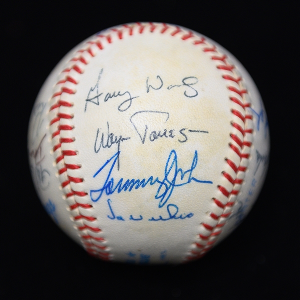 c. 1980s Yankees Team Signed Baseball (15 Signatures - Winfield, Mattingly, Pinella Are Clubhouse) w. Rickey Henderson, Randolph, Tommy John, + (JSA Auction Letter) - Marshall Samuel Collection