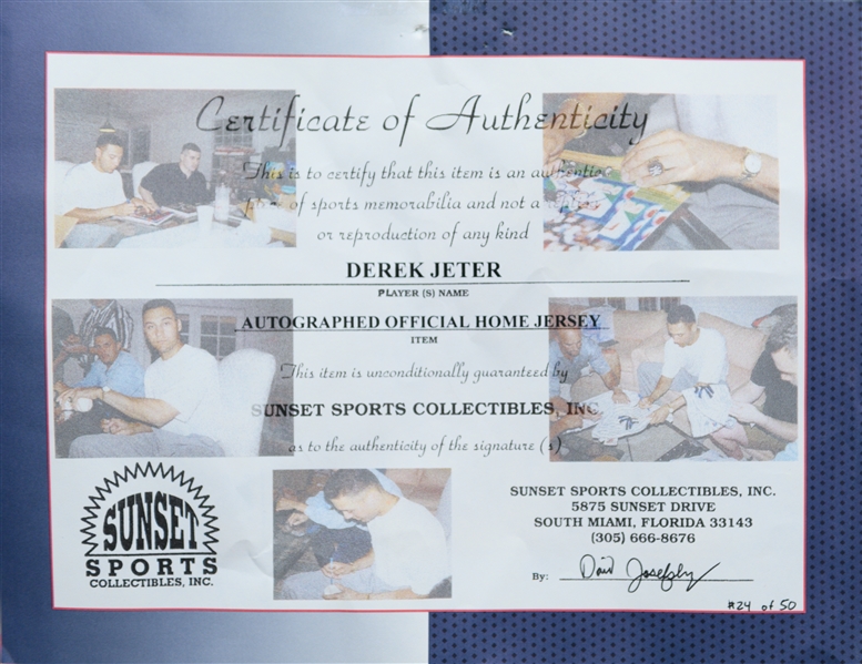 Derek Jeter Authentic Signed Yankees Jersey (JSA Auction Letter)