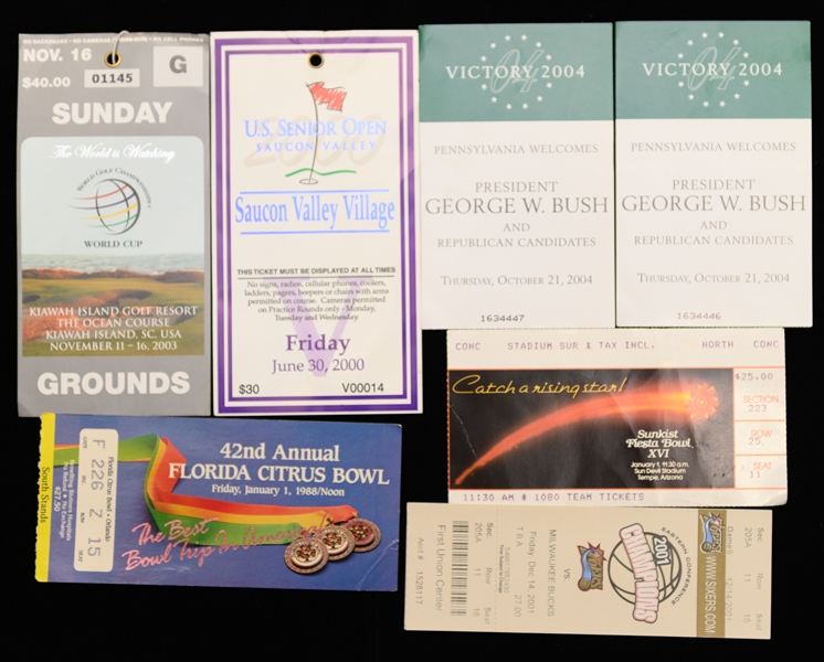Sports Memorabilia Lot w/ Joe Paterno Autographed Fiesta Bowl Visor (JSA COA) other autographs, 100+ tickets 