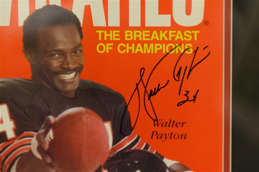 Framed Wheaties 75 years of Champions box  Autographed by Walter Payton (Steiner COA)