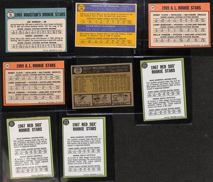 Lot of (8) 1960s and Early 1970s Baseball Rookie Cards Inc. Joe Morgan, Thurman Munson