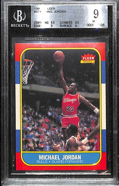 1986-87 Fleer Michael Jordan #57 Rookie Card Graded Beckett BGS 9 Mint