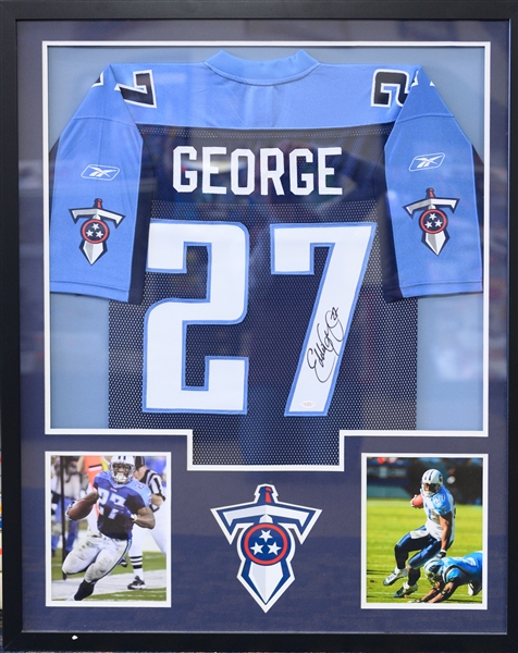 Lot of (4) Autographed and Framed Titans/Oilers Jerseys Inc. Steve McNair and Earl Campbell (JSA Auction Letter) 