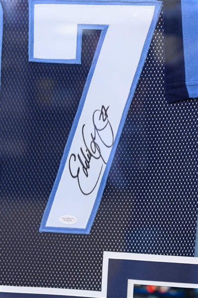 Lot of (4) Autographed and Framed Titans/Oilers Jerseys Inc. Steve McNair and Earl Campbell (JSA Auction Letter) 