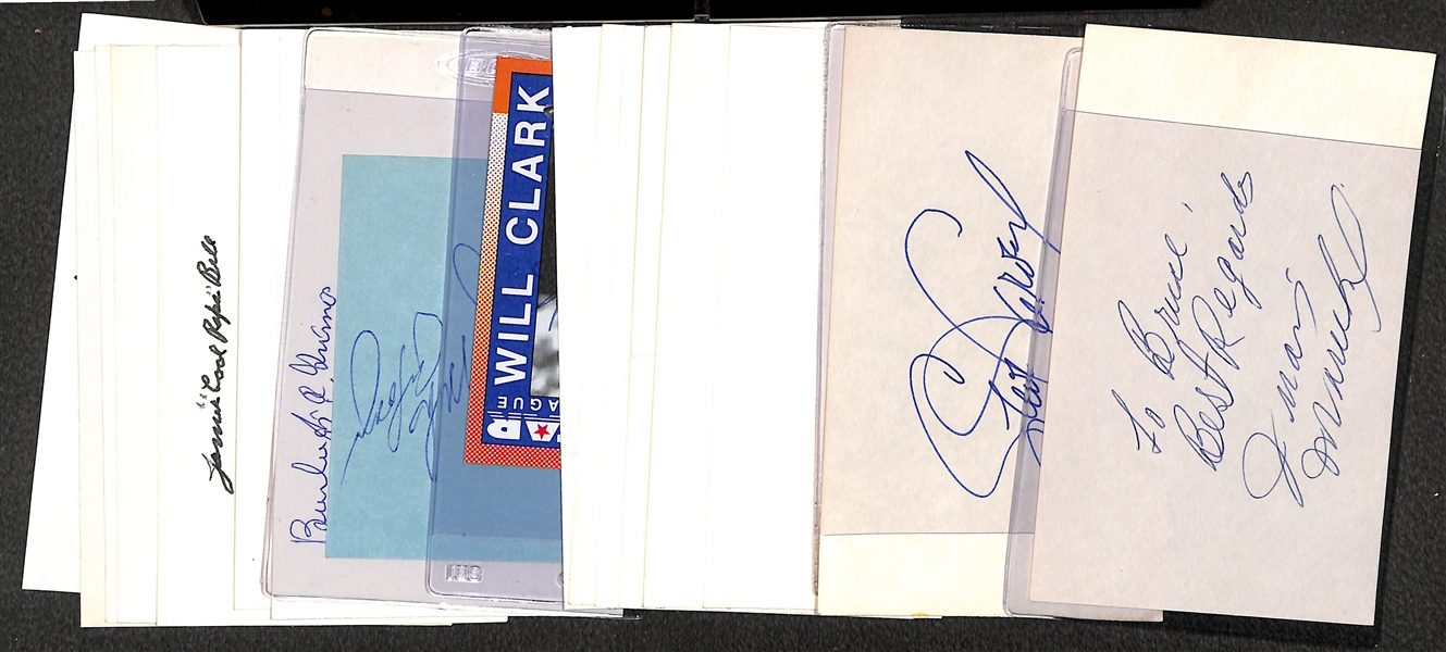 Lot of (18) Baseball Autographed Items (Mostly Index Cards) Inc. Musial, Spahn, Sewell (JSA Auction Letter)
