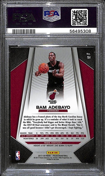 2017 Panini Prizm Bam Adebayo Rookie Card Graded PSA 9