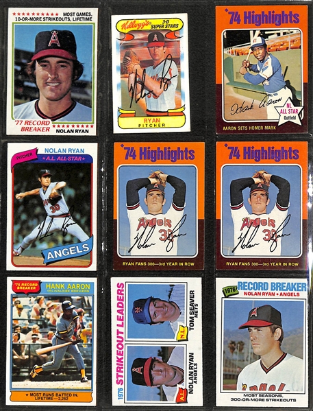 Binder of (220+) Mostly 1970s Baseball Stars Inc. Ryan, Brett, Rose, Mays, Aaron