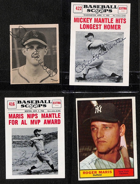 (7) Clubhouse Stamped Vintage Baseball Cards From Uncle Jimmy Collection w. 1948 Bowman Stan Musial Rookie, Mickey Mantle, (2) Maris, Durocher, (2) Banks