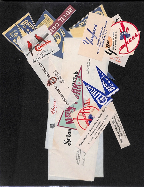 Uncle Jimmy Collection Lot w. 1960 Bazooka Panel (Kaline), 1963 HOF Photo Pack, (22) 1969 SCFC Photocards, Gehrigram, 1941 Dodgers Newsletter