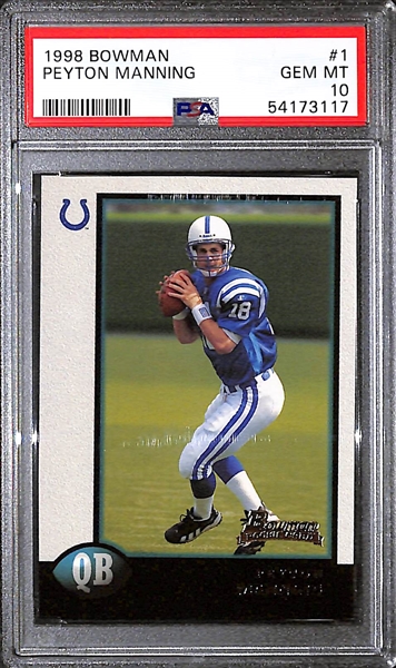 1998 Bowman Peyton Manning Rookie Card #1 Graded PSA 10 Gem Mint