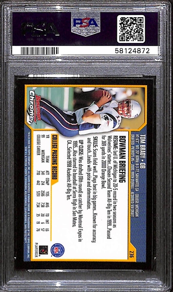 2000 Bowman Chrome Tom Brady #236 Rookie Card Graded PSA 8