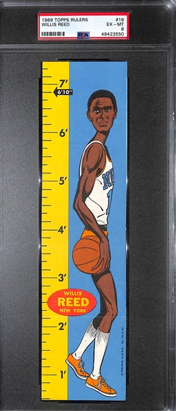 Rare 1969 Topps Basketball Rulers Willis Reed #19 Rookie Graded PSA 6 (EX-MT)