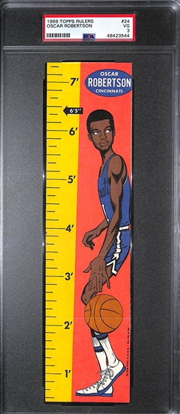 Rare 1969 Topps Basketball Rulers Oscar Robertson #24 Graded PSA 3 (VG)