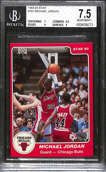 1984 Star Michael Jordan Real Rookie Card #101 Graded BGS 7.5 with Two 9.0 Sub Grades!!