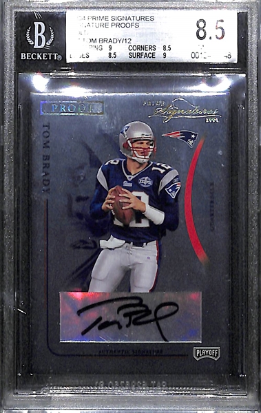 2004 Prime Signatures Signature Proofs Gold Tom Brady Autograph Card BGS 8.5 (#ed 11/12)