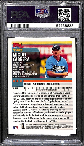 2000 Topps Traded Miguel Cabrera #T40 Rookie Card Graded PSA 9 Mint