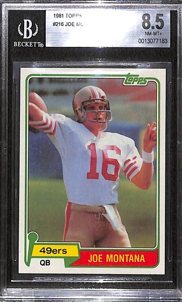 1981 Topps Joe Montana #216 Rookie Card Graded BGS 8.5 NM-MT+