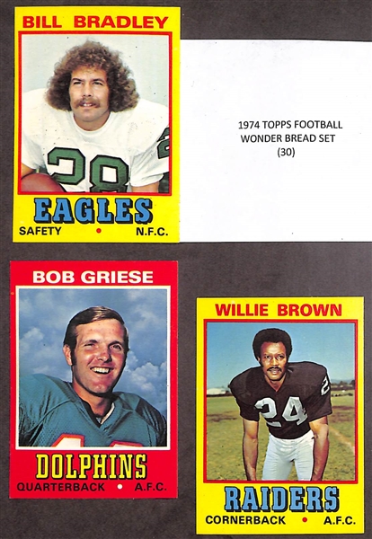 1974 Wonder Bread Football Complete Set of (30) - Csonka, Griese, Plunkett