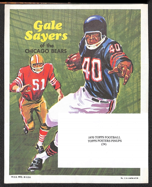 1970 Topps Football Pinups Complete Set of (24) w. Sayers, Butkus, Hill, Mack, +