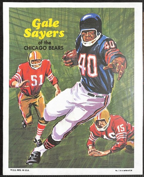 1970 Topps Football Pinups Complete Set of (24) w. Sayers, Butkus, Hill, Mack, +