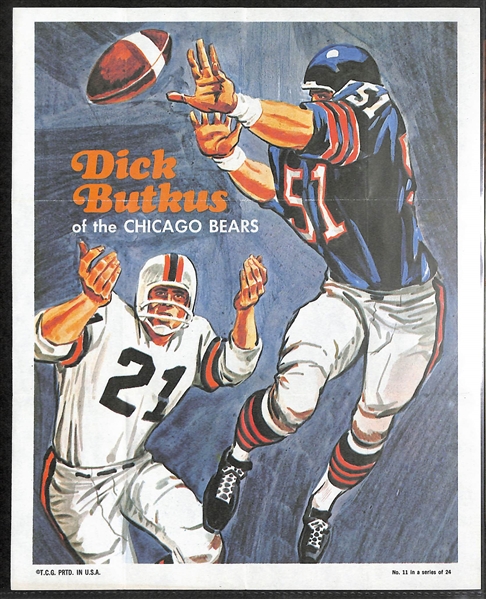 1970 Topps Football Pinups Complete Set of (24) w. Sayers, Butkus, Hill, Mack, +
