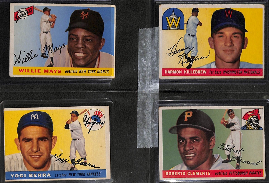 1955 Topps Baseball Complete Set of 206 Cards w. Koufax & Clemente Rookie Cards