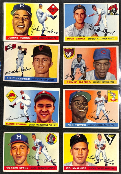 1955 Topps Baseball Complete Set of 206 Cards w. Koufax & Clemente Rookie Cards
