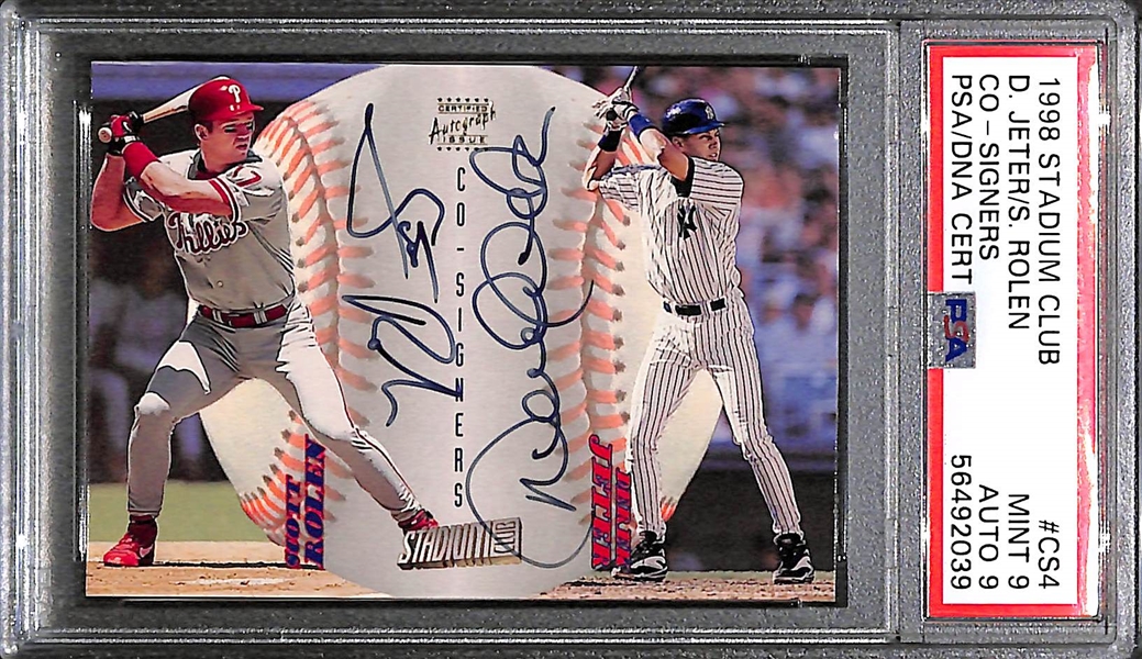 1998 Stadium Club Co-Signers Derek Jeter & Scott Rolen Dual Autograph Card Graded PSA 9 (Auto Grade 9)