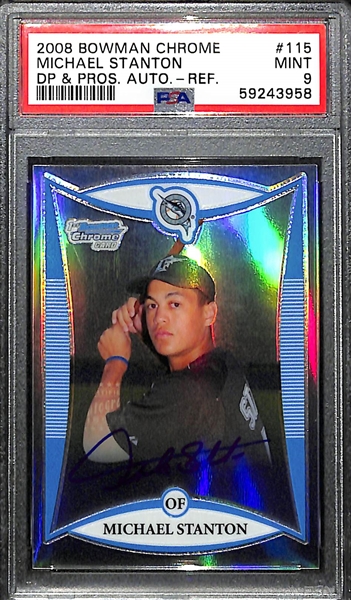 2008 Bowman Chrome Michael (Giancarlo) Stanton Rookie Autograph Refractor #ed 206/500 Graded PSA 9 
